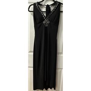 Cache Woman's Beaded Halter Top Black Dress Size 2